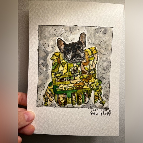 CUSTOM Watercolor and Pen Pet Portrait 5x7 - Picture 4 of 14